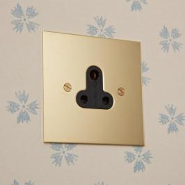 Forbes & Lomax unlacquered brass 5amp socket with black insert