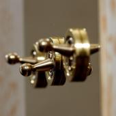 Forbes & Lomax unlacquered brass three gang dolly switch