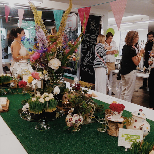 Beautifully decorated desks at the Houzz party