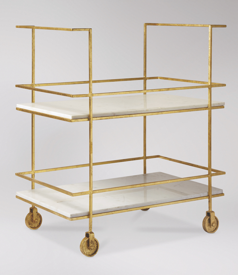 Edina bar trolley in marble and gold leaf from Swoon Editions
