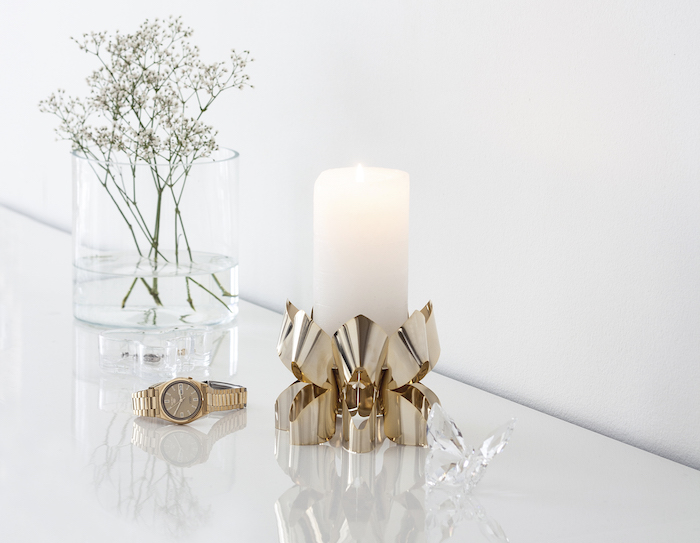 Be&Liv Palea Tall Candle, 24k Gold Plated