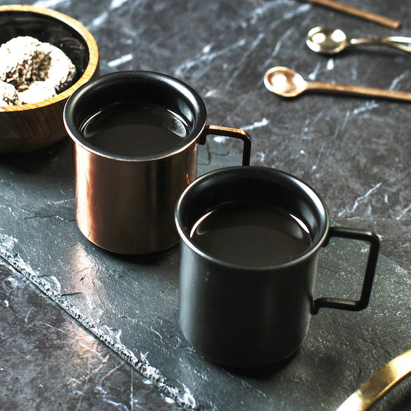 MiaFleur copper and black espresso cups